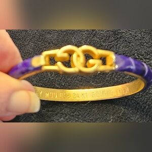 Vintage Gucci 24kt Plated Purple Snake Skin Bracelet